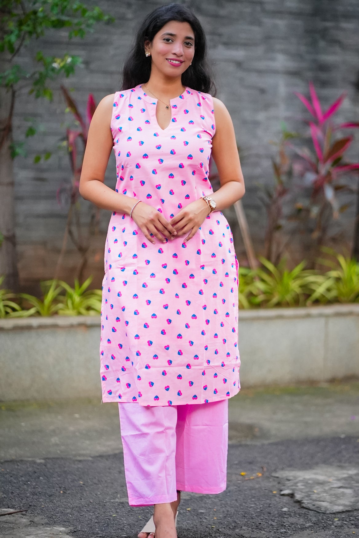 Peony Pink Print Glassy Cotton 2-Piece Set