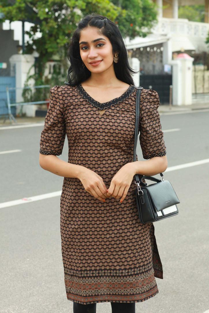 Jet Black Ajrakh Kurti