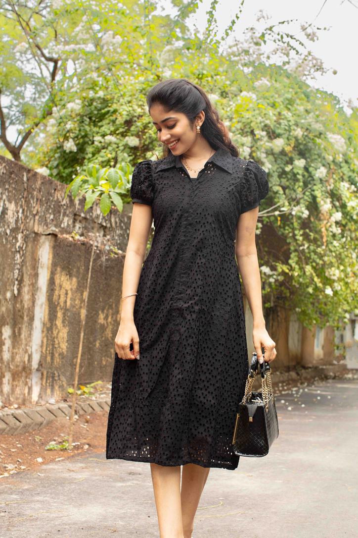 Black Hakoba A-line Kurti