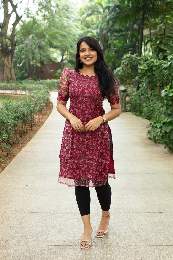 Onion Pink Organza Kurti