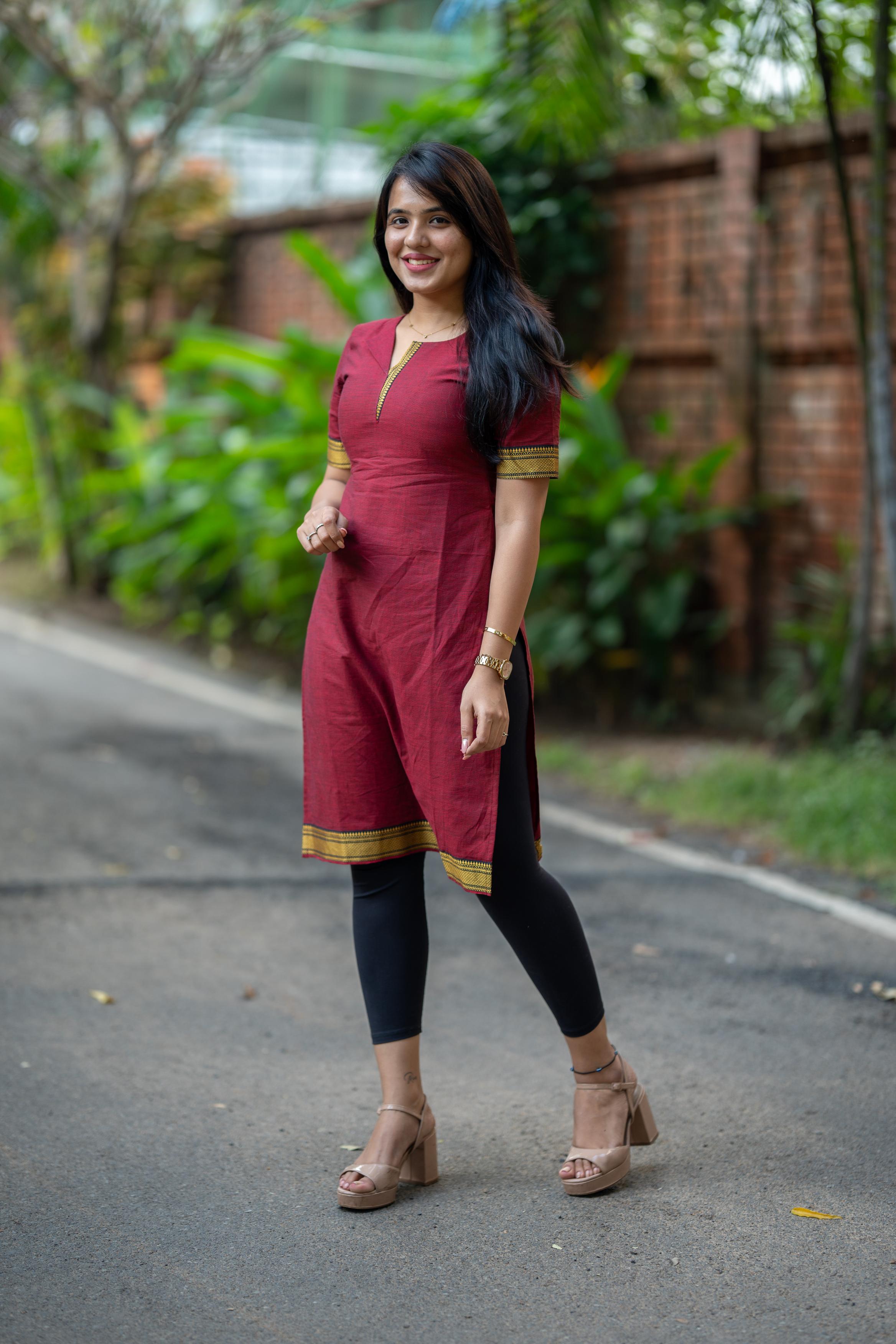 Mangalgiri Rose Red Color Kurti)