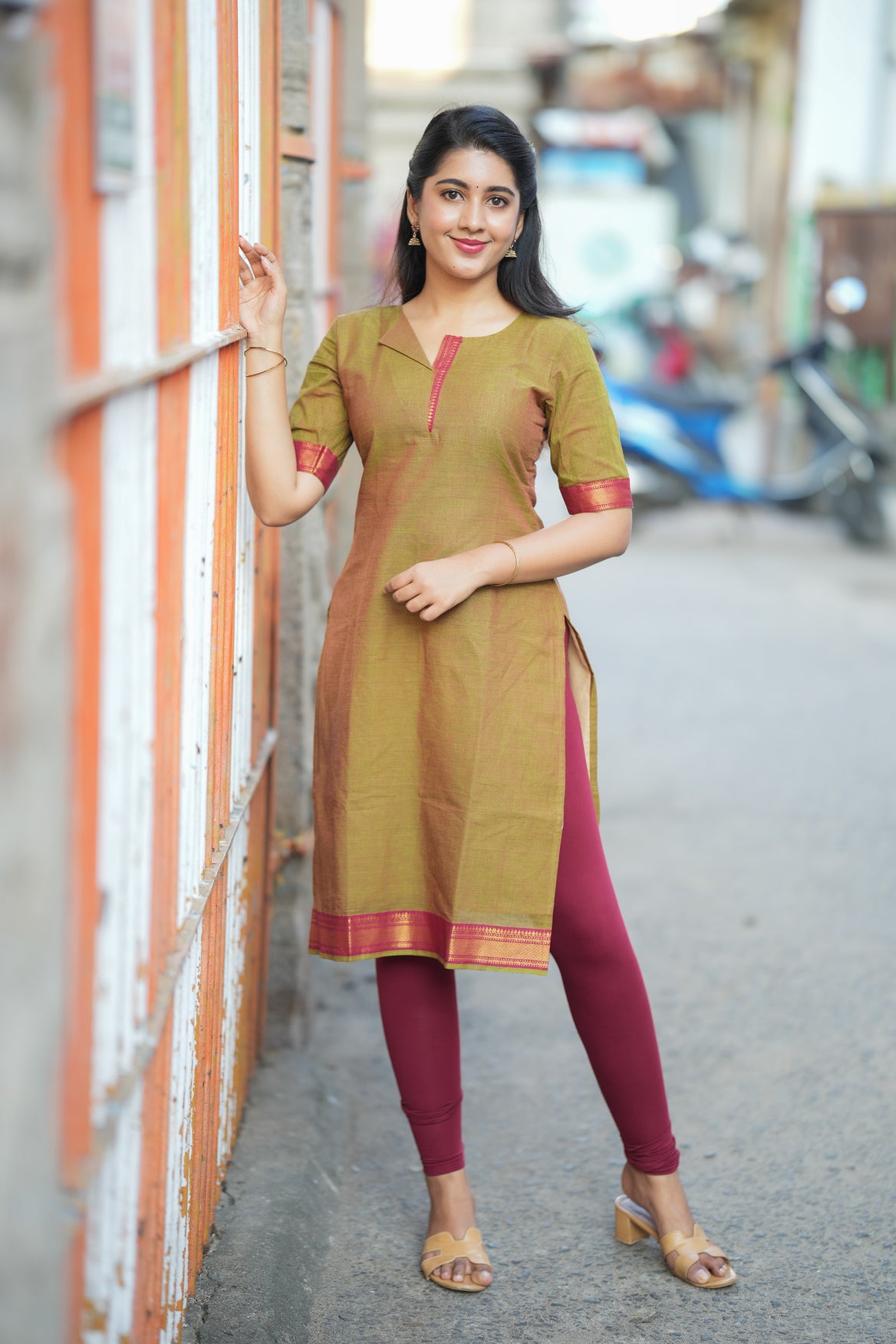 Golden dusk Mangalgiri kurti