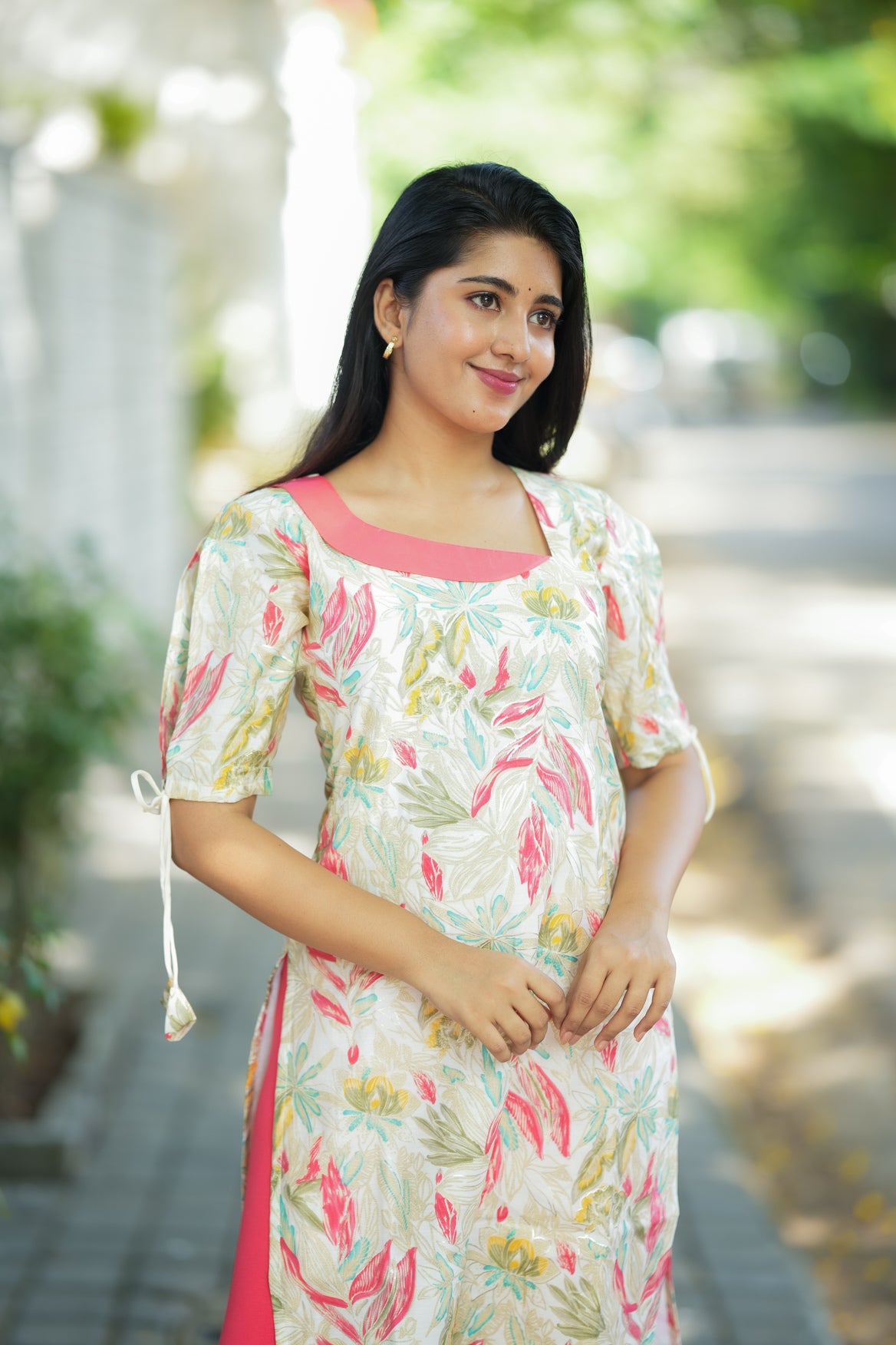 Blush Bloom Chanderi Kurti Set