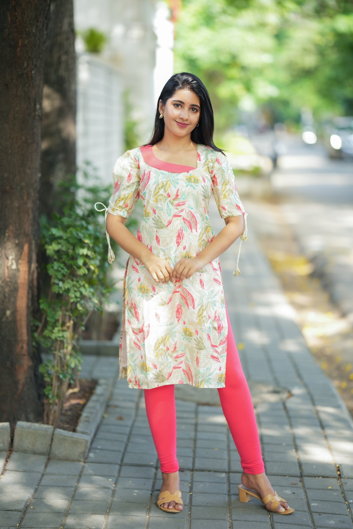 Blush Bloom Chanderi Kurti Set