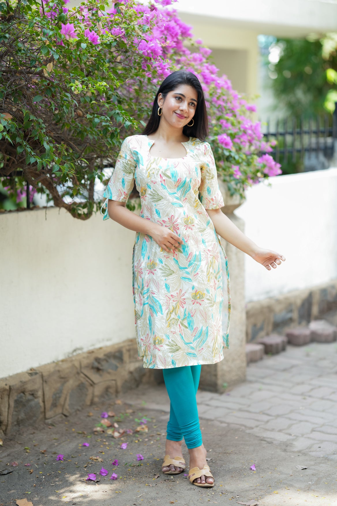 Aqua Bloom Chanderi Kurti