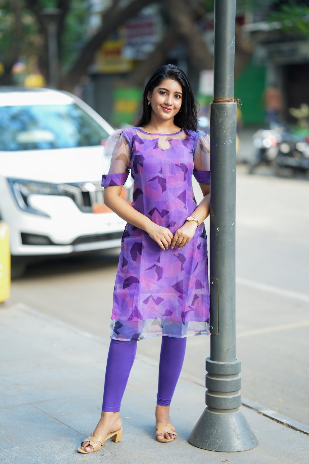 Violet Whirl -Organza kurti