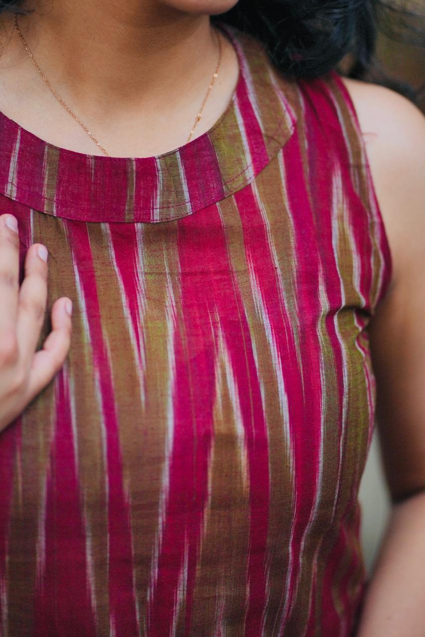 Rust Mirage Handwoven Ikat Cotton Co-ord Set